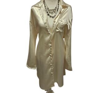 Satin & beaux gorgeous ivory sleepshirt vintage elegant womens large bridal